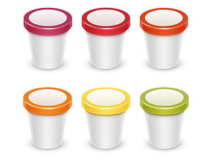 Top labeling for small plastic containers.