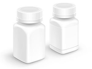 Labeling application on white plastic pharmaceutical bottles