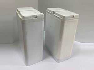 Labeling application on white plastic containers